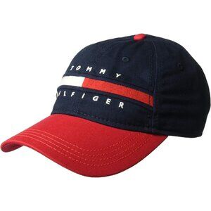 Tommy Hilfiger Men’s Navy Blazer Racing Red Cotton Avery Adjustable Baseball Cap